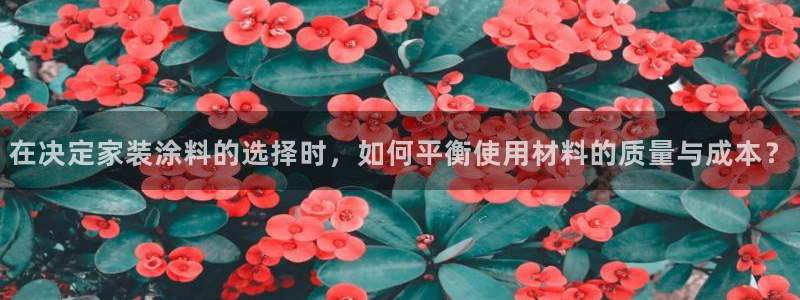 官方和记国际平台登录：在决定家装涂料的选择时，如何平衡使用材